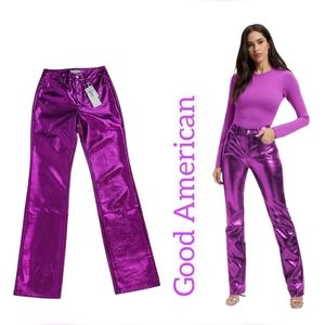 Good American Good Iconic Pop Thistle Metallic Faux Leather Pants